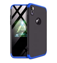 Apple iPhone XR Uyumlu GKK Kılıf 360 Derece Tam Koruma (Mavi-Siyah)