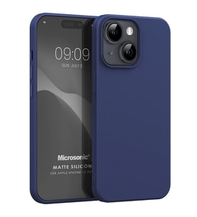 Microsonic Matte Silicone Apple iPhone 15 Plus Kılıf Siyah (Lacivert)