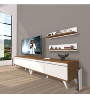 Decoraktiv Eko 200T Mdf Retro Tv Ünitesi Tv Sehpası (Beyaz - Kahverengi)