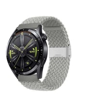 Huawei Watch 3 Elite-Classic 46mm-Watch 3 Pro 22mm Uyumlu Metal Klips Solo Fiberlink Örgü Kordon (Gri)