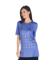Kristal Taşlı T-shirt Bluz (Mavi)