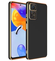 Xiaomi Redmi Note 12 Pro 4G Kılıf Bark Kenarları Altın Renk Kılıf (Siyah)