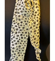 LEOPAR ŞİFON FULAR SAÇ BANDI BOYUN FULAR 115X15 CM (Yeşil)