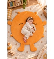 Bebek Oyun Halısı 120 cm Ponponlu ve Ayaklı (%100 Yerli) (Sarı)