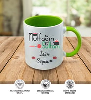 Anne Temalı Kişiye Özel İsim ve Fotoğraf Baskılı Kupa Bardak No:006 (Yeşil)