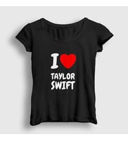 Presmono Kadın Sarı I Love Taylor Swift T-Shirt 311302tt (Siyah)