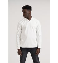 Gömlek Yaka Hafif Armürlü Slimfit Uzun Kol Sweatshirt (Beyaz)
