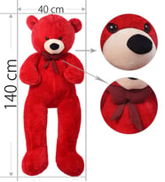 SOLE 120 -130  cm Peluş Ayı - BÜYÜK Papyonlu Sevimli Pelüş Ayıcık, Sevgiliye Özel Hediye (Kırmızı)