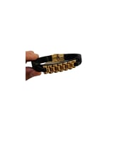 Lüks Deri ÇeliK VIP Erkek Bileklik (Siyah-Gold)