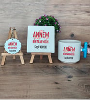 Annem Birtanemsin Hediye Seti Kupa Bardak T Kulplu, Dekoratif Taş, Anahtarlık Anneye Doğum Günü Anneler Günü Hediyesi (Model 3)