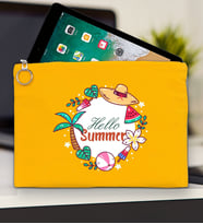 BK Gİft Yaz Temalı-4 Tablet Çantası 30x21cm(12 Renk Seçeneği), Ipad Çantası, Baskılı Tablet Kılıfı (Sarı)