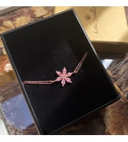 YILDIZ ÇİÇEĞİ BİLEKLİK - 925 Ayar Gümüş Bileklik (Pembe)