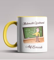 Kişiye Özel Matematik Öğretmeni Tasarımlı Siyah Renk Kupa 2 (Sarı)
