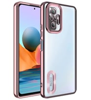 Xiaomi Redmi Note 10 Pro Kılıf Köşeleri Renkli Şeffaf Kamera Korumalı Silikon Luxury Kapak (Rose)