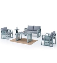 Modena Bahçe Balkon Oturma Grubu Antrasit 2+1+1+Sehpa (Yeşil)