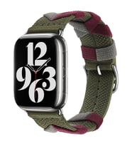 Apple Watch 7/8/9 41mm Bridon BalıkSırtı Örgü Tasarımlı Kordon 97 (Haki)