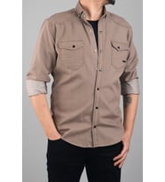 Bombe Slim Fit Erkek Kot Gömlek Bordo (Vizon)