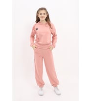 Toontoy Kız Çocuk Baskılı Eşofman Takım (Koyu Pudra)