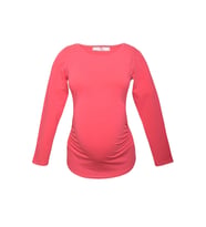 LuvmaBelly 2301-2309 Pamuklu Uzun Kollu Hamile T-Shirt (Pembe)