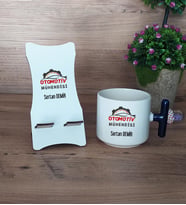 Otomotiv Mühendisi Hediye Sepeti Kupa Bardak T Kulplu ve Ahşap Telefon Standı Mühendisler Günü Hediyesi (Model 2)
