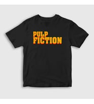 Presmono Unisex Çocuk Beyaz Logo Film Pulp Fiction T-Shirt 248569tt (Siyah)