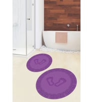 EVDEYA Dijital Yıkanabilir Çerçeveli Ayak İzi Desen İkili Yuvarlak Banyo Klozet Takımı, YKLOZET-18-BEYAZ, (Mor)