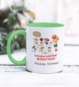 Beden Eğitimi Öğretmeni Tasarımlı Kişiye Özel Kupa Bardak (Yeşil)