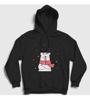 Presmono Unisex Gri Polar Bear Kutup Ayısı Yılbaşı Kapüşonlu Sweatshirt 270787tt (Siyah)