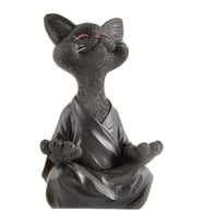 Dekoratif Yoga Yapan Kedi Biblo Meditasyon Kedi Heykeli Ev Dekoru (Siyah)