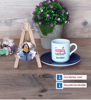 Matematik Öğretmeni Türk Kahvesi Fincanı Ahşap Altlıklı ve Fotoğraflı Ahşap Anahtarlık Hediye (Model 4)