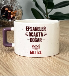 Kişiye Özel Efsaneler Ocakta Doğar Hediye Lüks Fincan Doğum Günü Hediyesi (Mor)