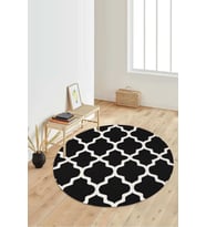Dijital Baskılı Kaymaz Taban Yıkanabilir Yuvarlak Salon Halısı Koridor Halısı Paspas NDY-SD-511 (Siyah)