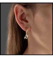 Gümüşistan 925 Ayar Gümüş Zirkon Taş Detaylı Balık Küpe (Gold)