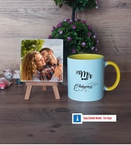 Eşe Hediye Mr Fotoğraflı Dekoratif Taş, Kupa Bardak Beyaz Hediye Yıl Dönümü Hediyesi (Model 7)