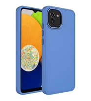 Samsung Galaxy A03 Kılıf Metal Çerçeve Lansman Silikon Kapak (Leylak)