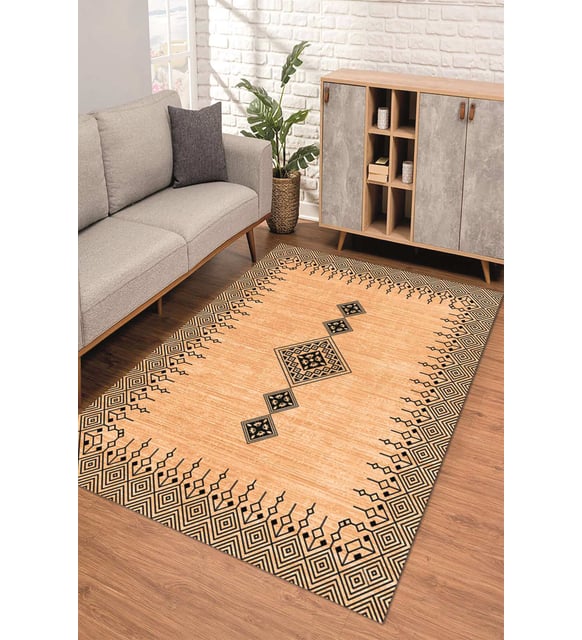 Dijital Kaymaz Taban Yıkanabilir Renkli Salon Halısı Mutfak Halısı Yolluk ND-SD-1106 (Kahverengi)