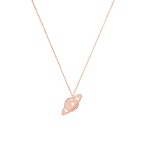 Kişiye Özel 925 Ayar Gümüş Satürn Kolye (Rose)