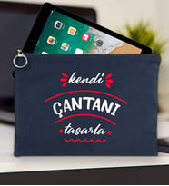 BK Gİft Kişiye Özel Kendin Tasarla Tablet Çantası 30x21cm ( 12 Renk Seçeneği), Ipad Çantası, Baskılı Tablet Kılıfı (Lacivert)