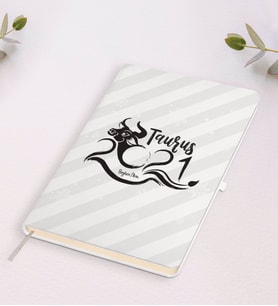 BK Gift Kişiye Özel 2024 Boğa Burcu Siyah Defter (Beyaz)