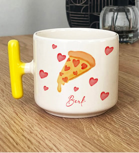 Kişiye Özel Pizza Lover Hediye T Kupa Bardak (Sarı)