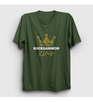 Presmono Unisex Beyaz Backgammon King Tavla Kralı Oyun T-Shirt 416191tt (Haki)