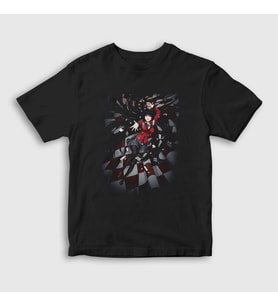 Presmono Unisex Çocuk Beyaz Yumeko V2 Anime kakegurui T-Shirt 240269tt (Siyah)