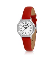 Polo Air Geometrik Kasa Deri Kordon Kadın Kol Saati  PL-1483Bx (Kırmızı-Gümüş)