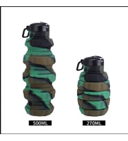 500ml Açık Şişe Katlanabilir Kapak Spiral Dolum El Bombası Tasarımlı Matara&Suluk (Yeşil)