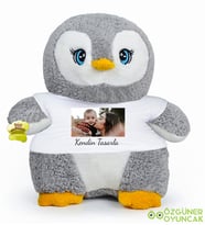 Kendin Tasarla 50 Cm Küçük Tişörtlü Penguen (Gri)