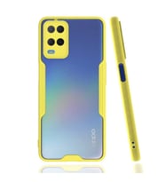 Ceponya Oppo A54 4G Kılıf Kamera Korumalı Arkası Şeffaf Silikon (Sarı)