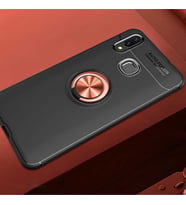 Huawei Y7 Prime 2019 Kılıf Yüzüklü Magnetli Ravel Case (Siyah-Rose Gold)