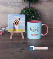 Pedagog Fotoğraflı Dekoratif Taş, Kupa Bardak Beyaz Hediye (Model 6)