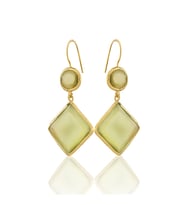 Kadir Jewellery 22 Ayar Altın Kaplama Kadın Sallantılı Küpe -El İşçiliği Ve Hipoalerjenik Küpe (Zeytin Yeşili)