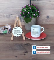 Amcaya Hediye Türk Kahvesi Fincanı Lacivert ve Ahşap Anahtarlık Hediye (Model 5)